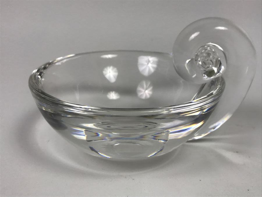 Signed Stueben Art Glass Olive Dish [Photo 4]