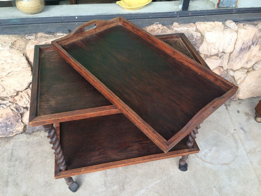 Cart on Casters with Removal Tray and Spiral Turned Legs [Photo 2]