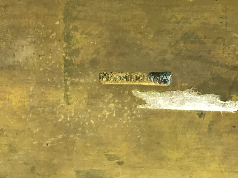 Vintage Brass Chinese Chased Box With Light Green Carved Stone Top [Photo 18]