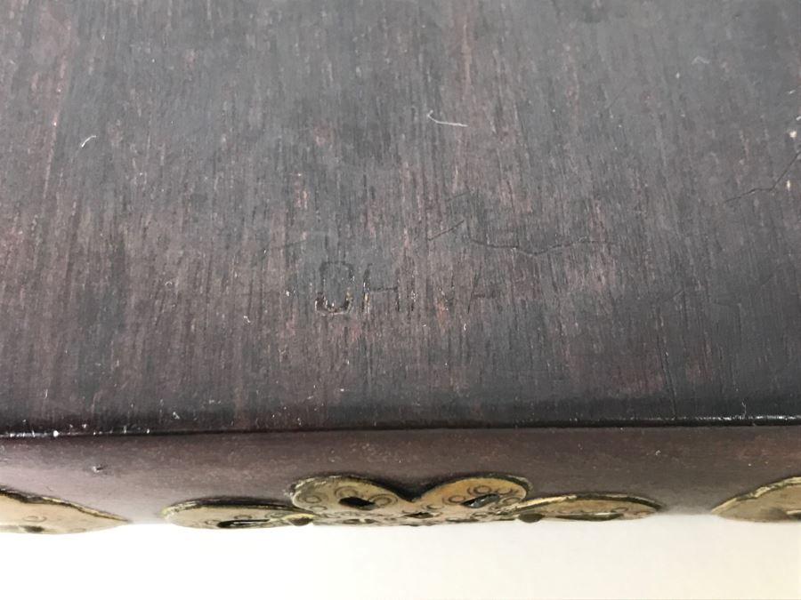 Vintage Chinese Wooden Box With Brass Embellishments [Photo 10]