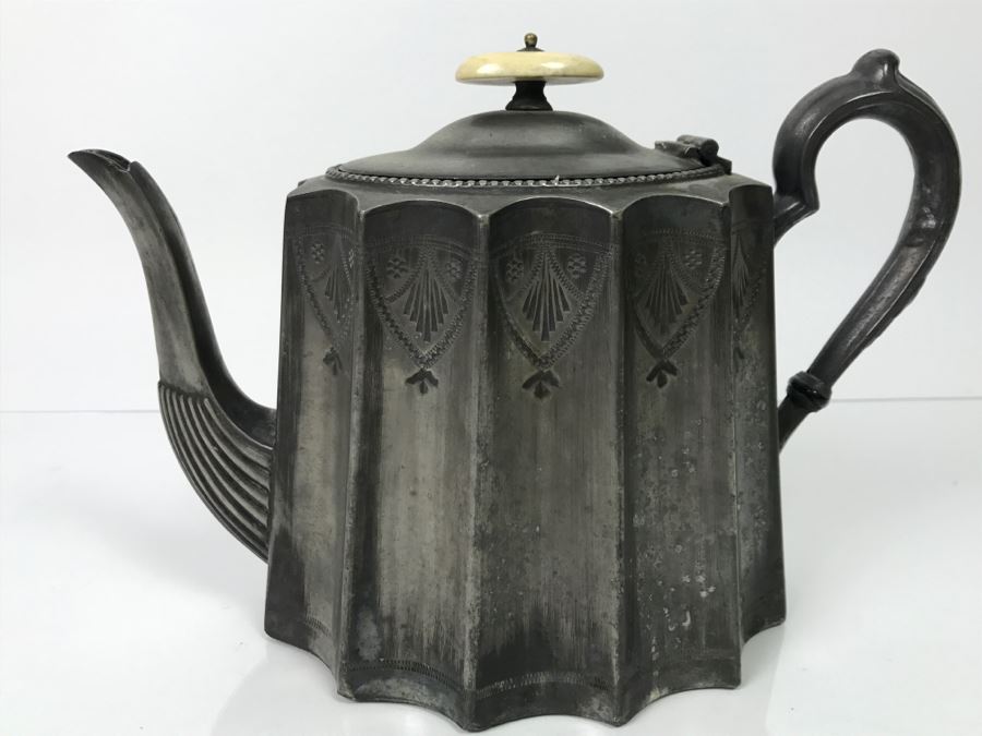 Antique 1870 EP Teapot With Chased Design By D & A [Photo 1]