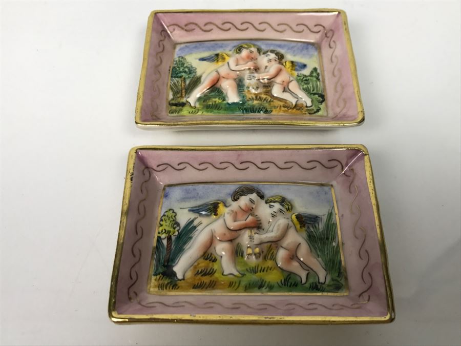 Pair Of Capodimonte Small Trays Italy