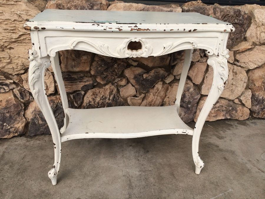Shabby Chic French Provencial Two-Tier White Table