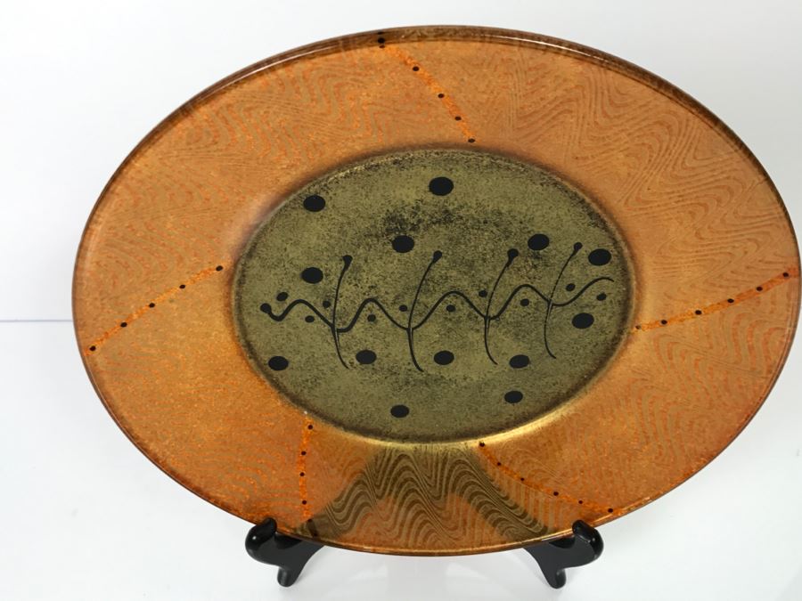 Signed Art Glass Plate With Stand [Photo 7]