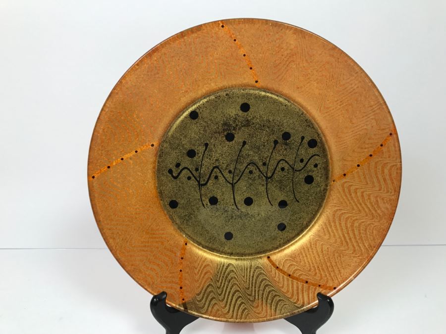 Signed Art Glass Plate With Stand [Photo 2]