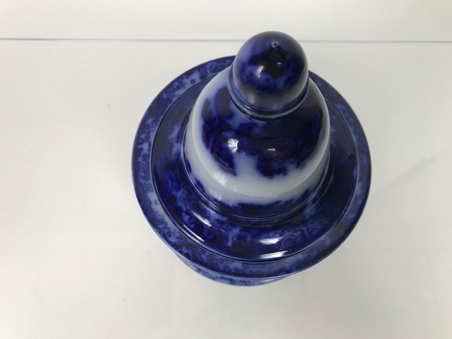 Antique 1840 Blue And White Tobacco Jar (See Hairline Crack In Bottom In Photo) [Photo 9]