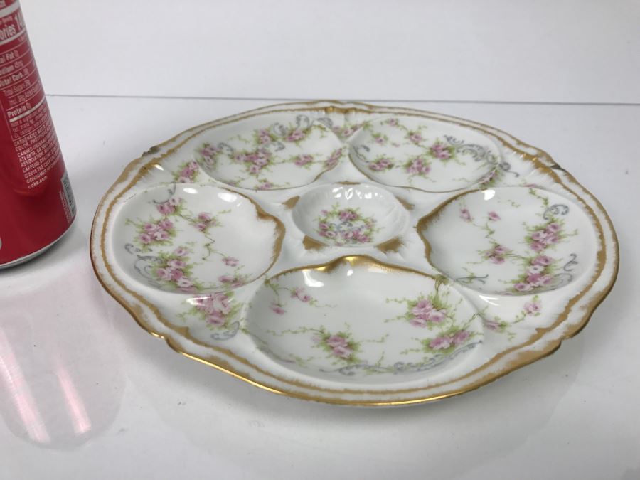 Limoges Theodore Haviland France Oyster Plate S.F. Kaufman Trenton, NJ - Note Several Small Chips On Rim [Photo 4]