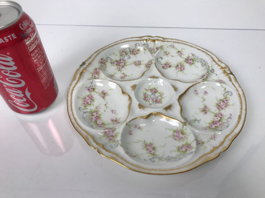 Limoges Theodore Haviland France Oyster Plate S.F. Kaufman Trenton, NJ - Note Several Small Chips On Rim [Photo 3]