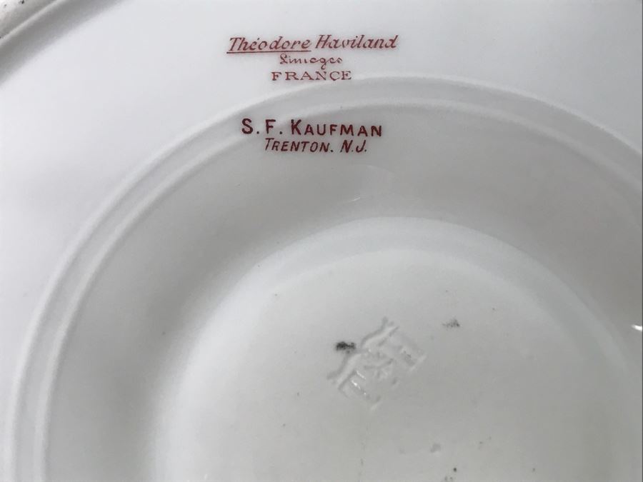 Limoges Theodore Haviland France Oyster Plate S.F. Kaufman Trenton, NJ - Note Several Small Chips On Rim [Photo 2]