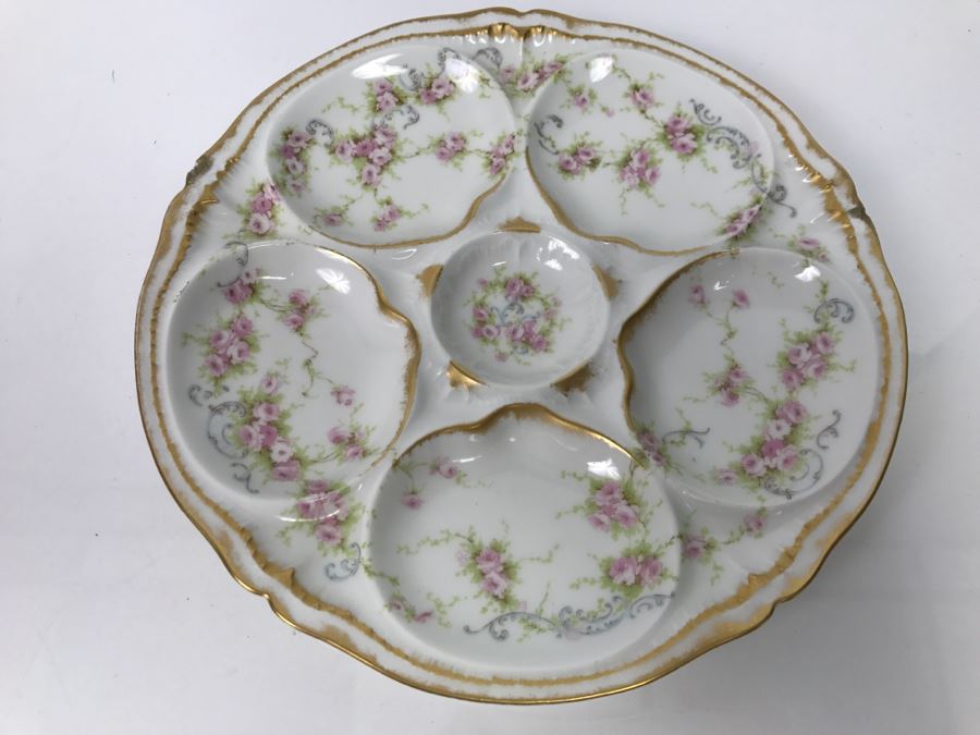 Limoges Theodore Haviland France Oyster Plate S.F. Kaufman Trenton, NJ - Note Several Small Chips On Rim [Photo 1]