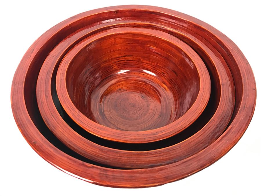 Set Of (3) New Bamboo Nesting Bowls Saks Fifth Ave [Photo 4]