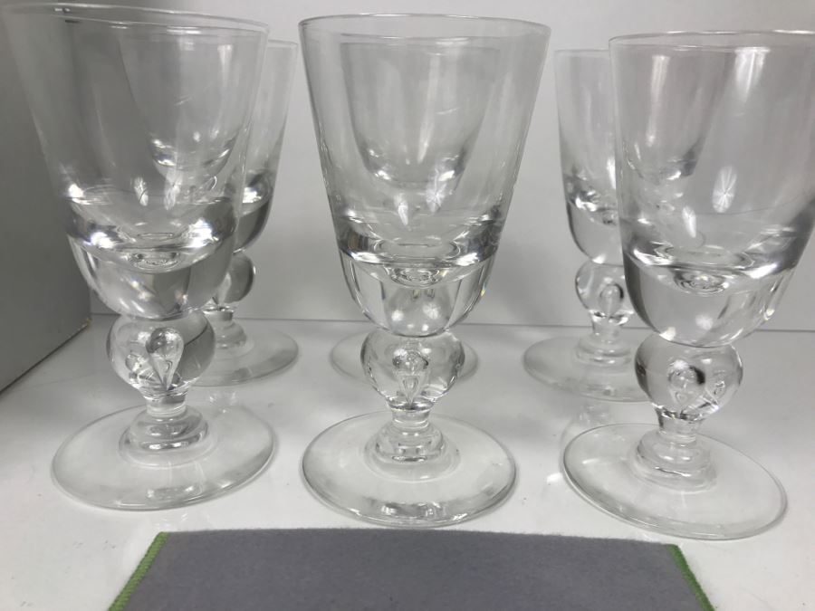 Set Of (6) Steuben Glass Water Goblets With Covers And Original Box Retails For $1,200 Without Box [Photo 8]
