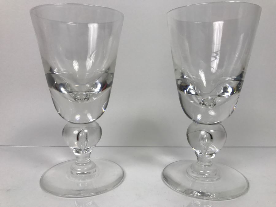 Set Of (2) Steuben Glass Water Goblets With Covers Retails For $400 [Photo 7]