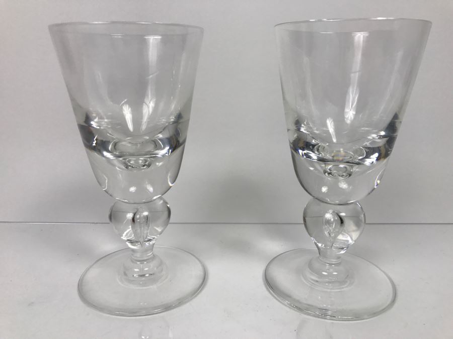 Set Of (2) Steuben Glass Water Goblets With Covers Retails For $400 [Photo 6]