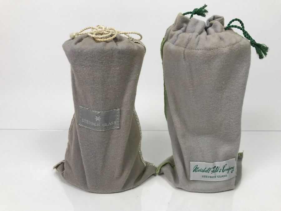 Set Of (2) Steuben Glass Water Goblets With Covers Retails For $400 [Photo 3]