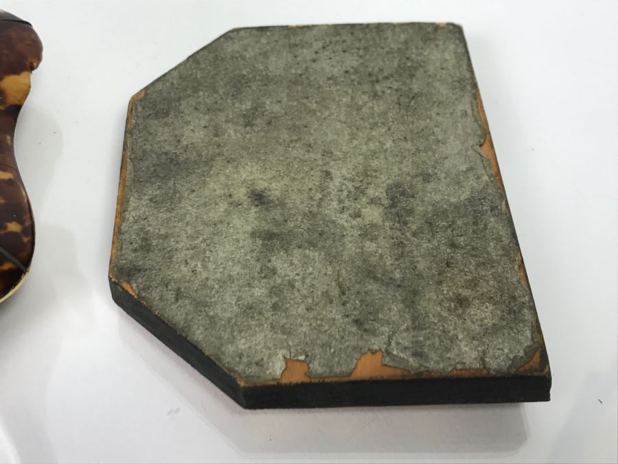 Antique Tortoiseshell Tea Caddy Box With Metal Inlay [Photo 28]