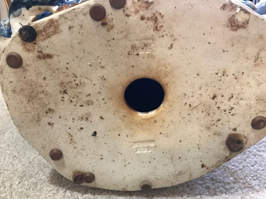 Huge Signed Chinese Blue And White Porcelain Figure With Boys And Wooden Stand [Photo 7]