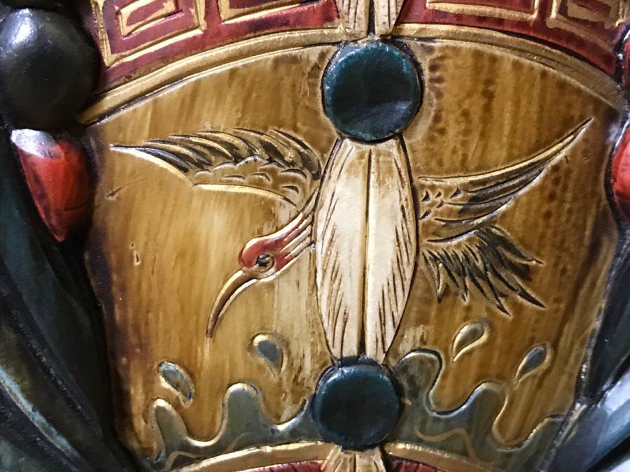 Chinese Wooden Relief Carved And Hand Painted Wall Hanging Artwork Of Emperor [Photo 20]