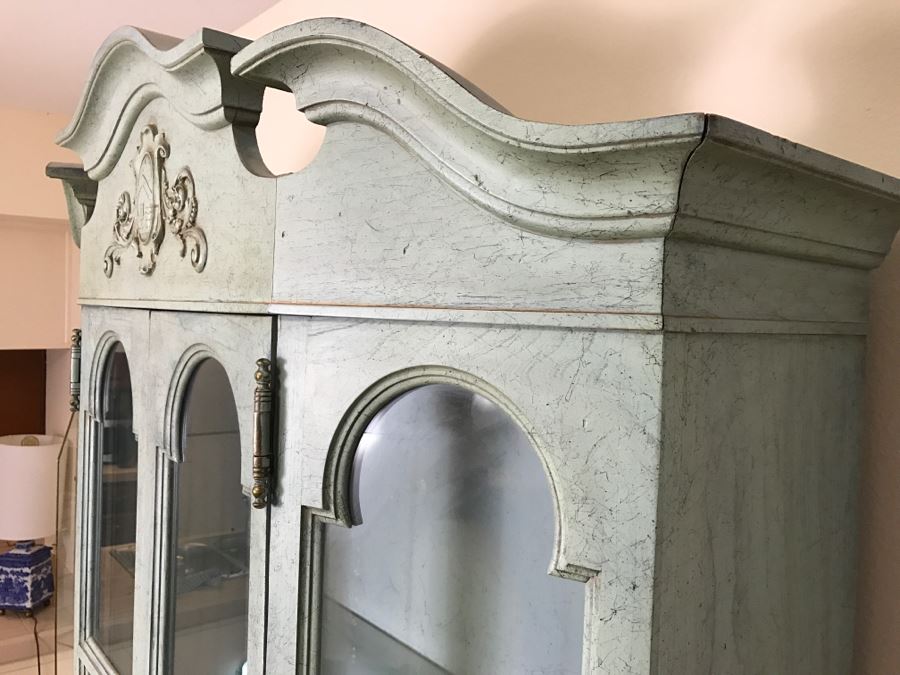 Vintage Light Blue Wooden China Cabinet [Photo 5]