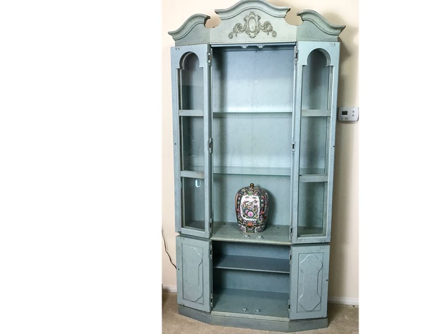 Vintage Light Blue Wooden China Cabinet [Photo 2]