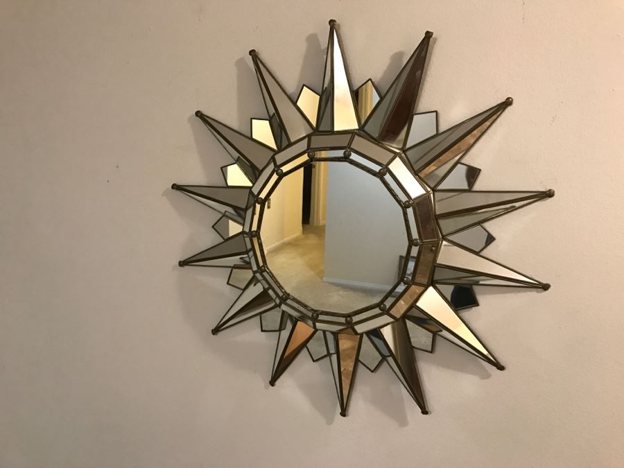 Brass And Glass Sunburst Wall Mirror [Photo 2]
