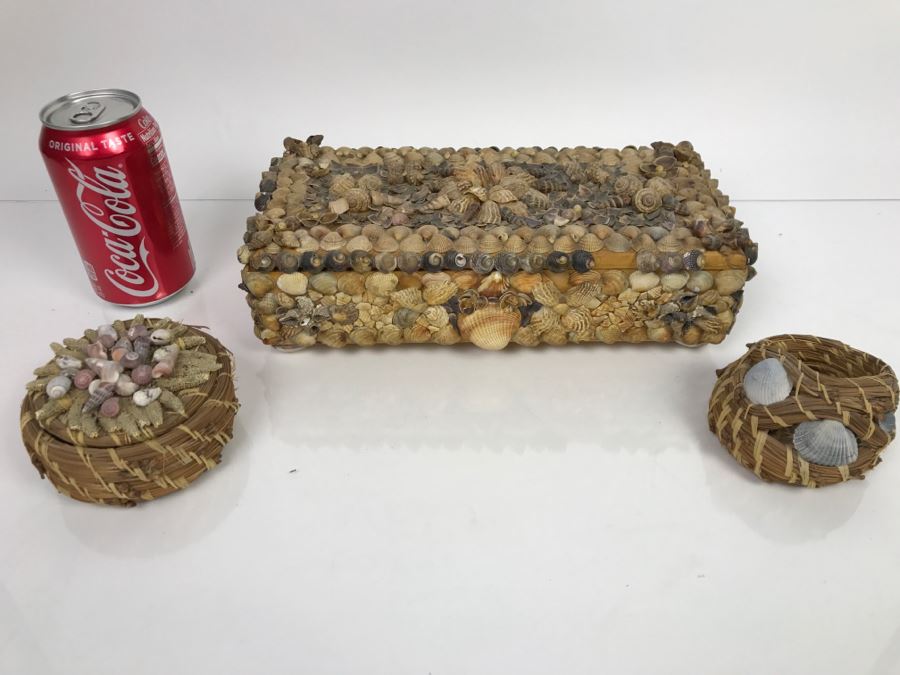 Collection Of (3) Vintage Seashell Boxes [Photo 1]