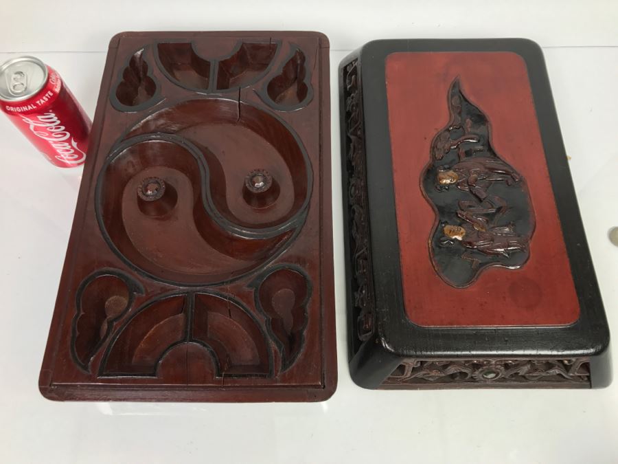 Chinese Carved Wood Yin Yang Divided Box [Photo 18]