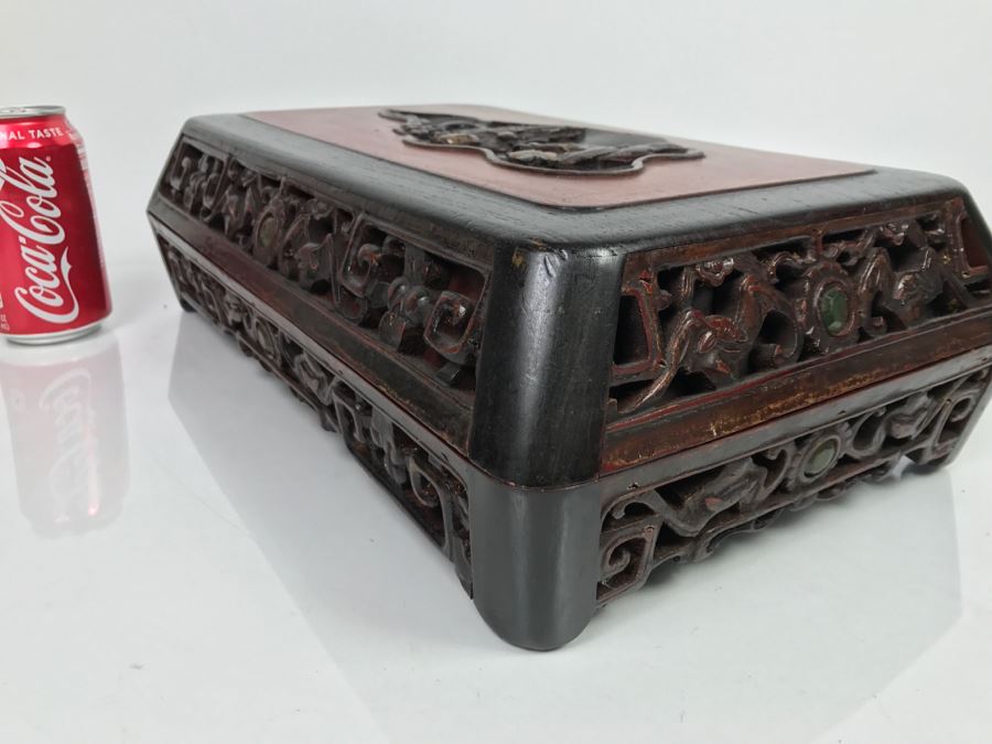 Chinese Carved Wood Yin Yang Divided Box [Photo 16]