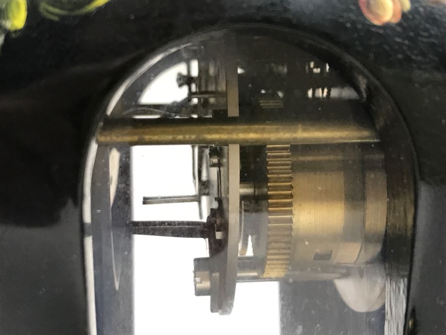 Zenith Le Locle Swiss Pendulum Mantel Clock With Shelf Case Hand Painted By Chautems Estimate $400-$500 [Photo 9]