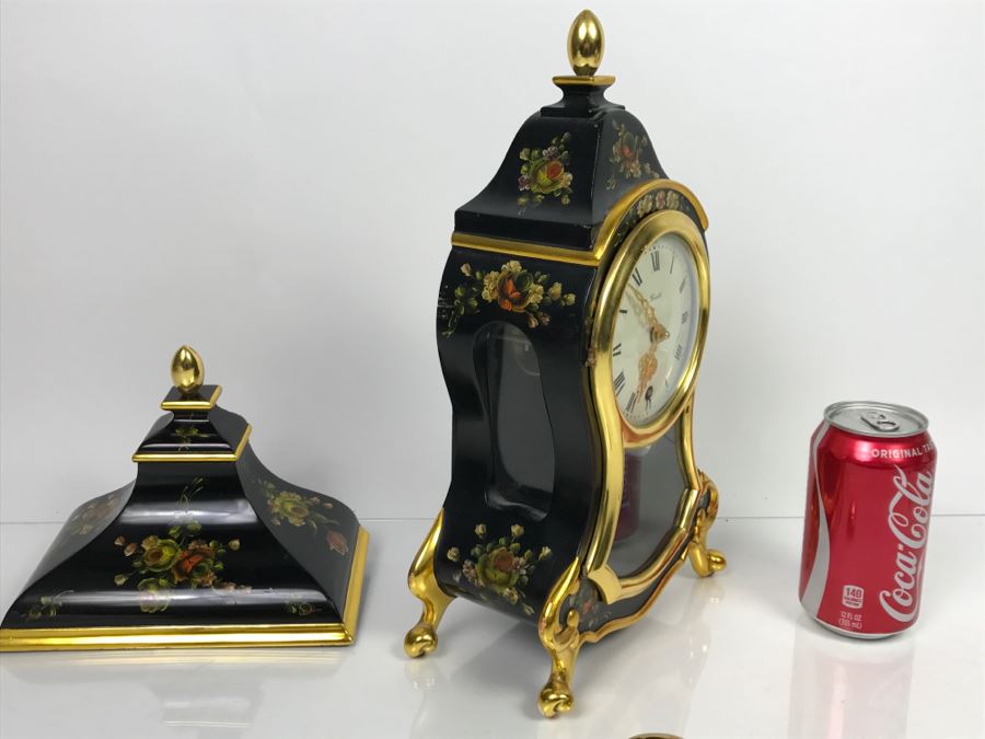 Zenith Le Locle Swiss Pendulum Mantel Clock With Shelf Case Hand Painted By Chautems Estimate $400-$500 [Photo 6]