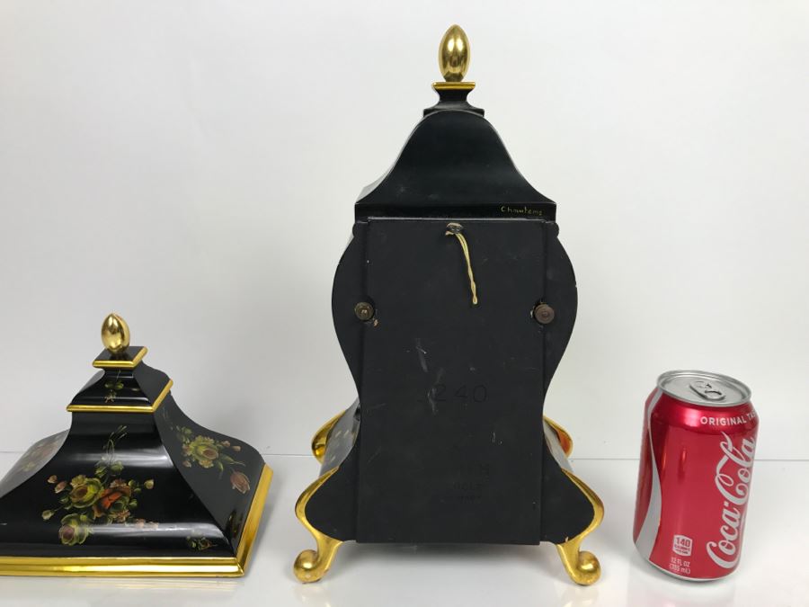 Zenith Le Locle Swiss Pendulum Mantel Clock With Shelf Case Hand Painted By Chautems Estimate $400-$500 [Photo 11]