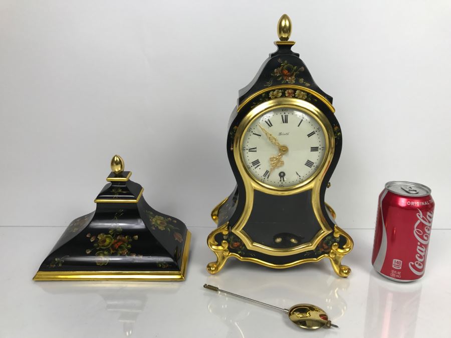 Zenith Le Locle Swiss Pendulum Mantel Clock With Shelf Case Hand Painted By Chautems Estimate $400-$500