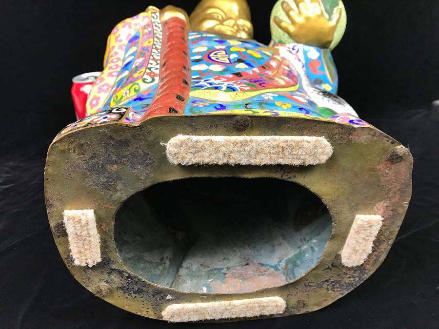 Large Chinese Cloisonne Figure Of Sage Holding Staff [Photo 32]