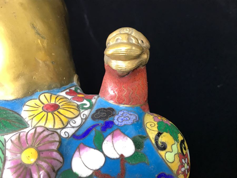 Large Chinese Cloisonne Figure Of Sage Holding Staff [Photo 24]