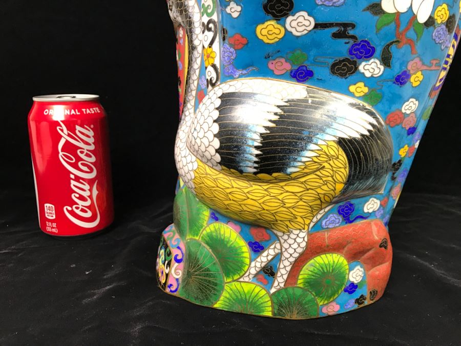 Large Chinese Cloisonne Figure Of Sage Holding Staff [Photo 26]