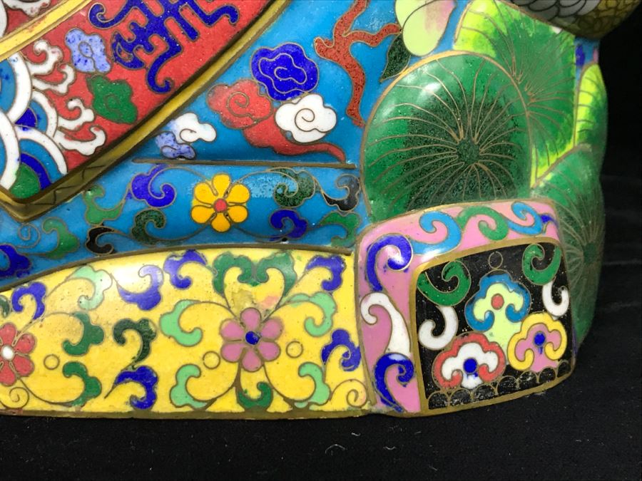 Large Chinese Cloisonne Figure Of Sage Holding Staff [Photo 14]