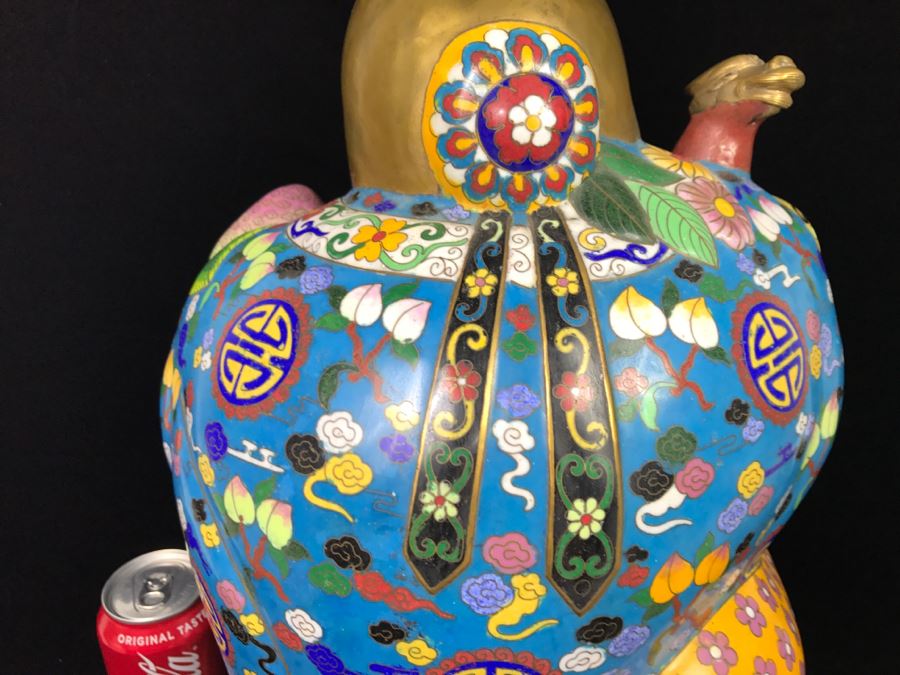 Large Chinese Cloisonne Figure Of Sage Holding Staff [Photo 21]