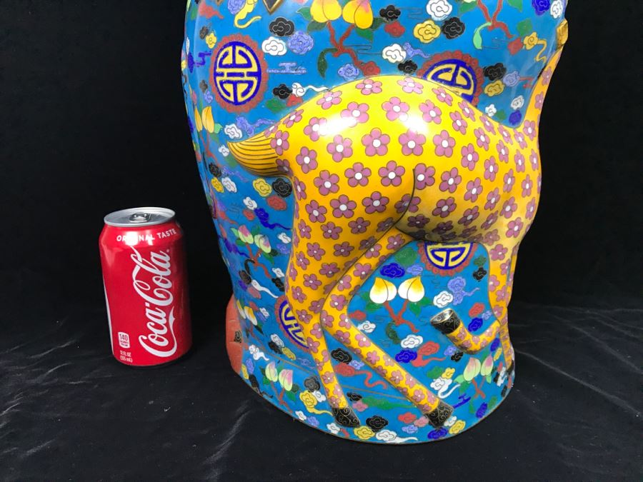 Large Chinese Cloisonne Figure Of Sage Holding Staff [Photo 20]