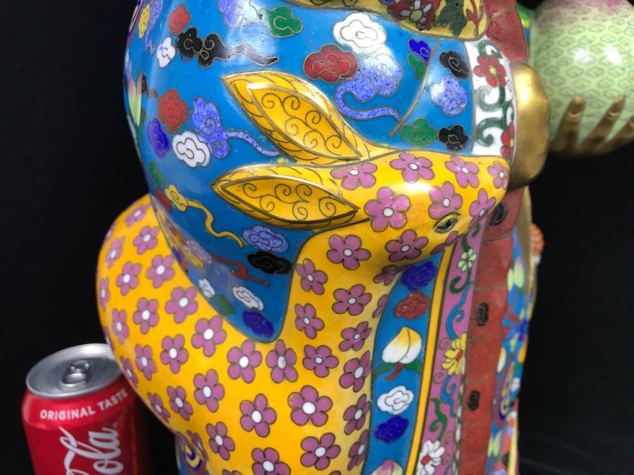 Large Chinese Cloisonne Figure Of Sage Holding Staff [Photo 17]