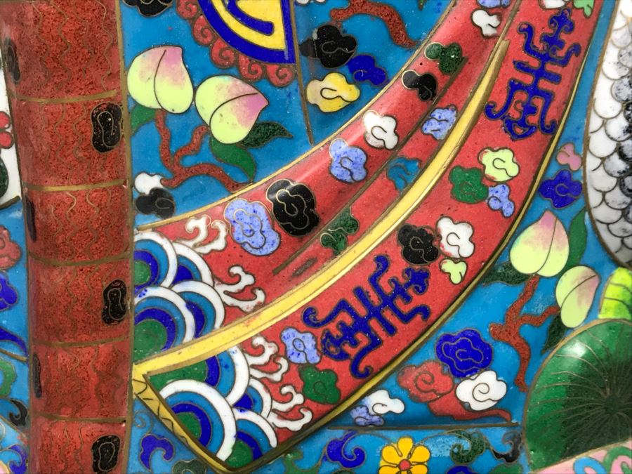 Large Chinese Cloisonne Figure Of Sage Holding Staff [Photo 13]