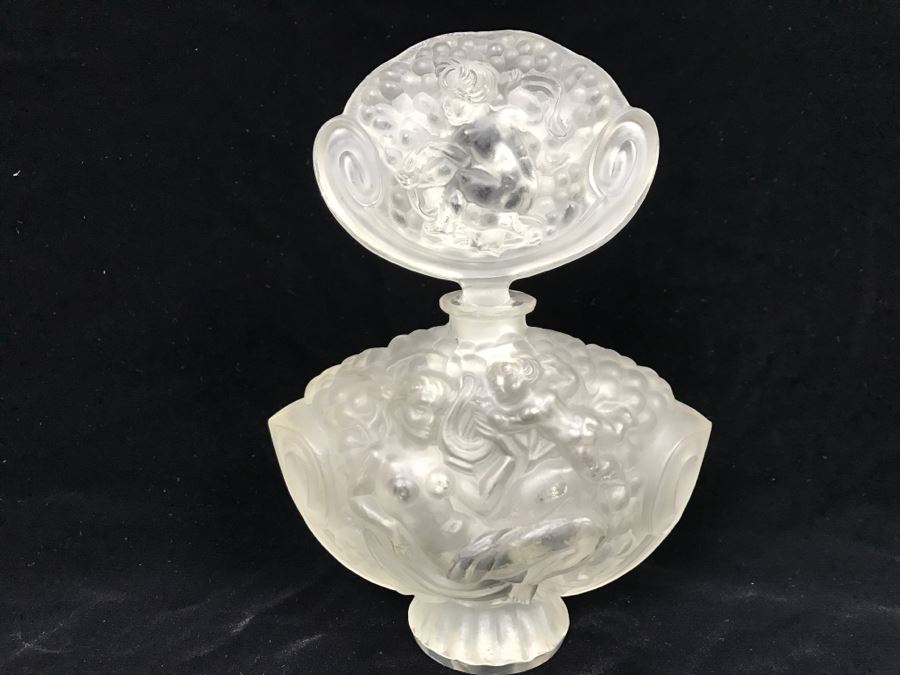 R. LALIQUE SIGNED ANTIQUE Frosted Glass Paris France # 77 Perfume Bottle Stunning [Photo 4]