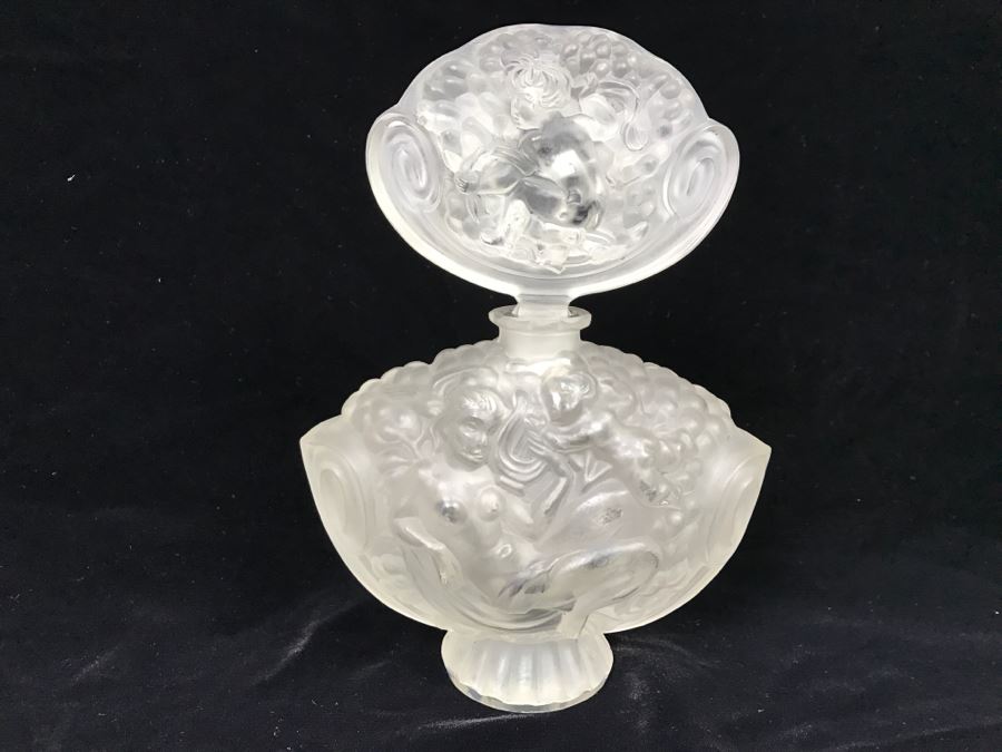 R. LALIQUE SIGNED ANTIQUE Frosted Glass Paris France # 77 Perfume Bottle Stunning [Photo 15]