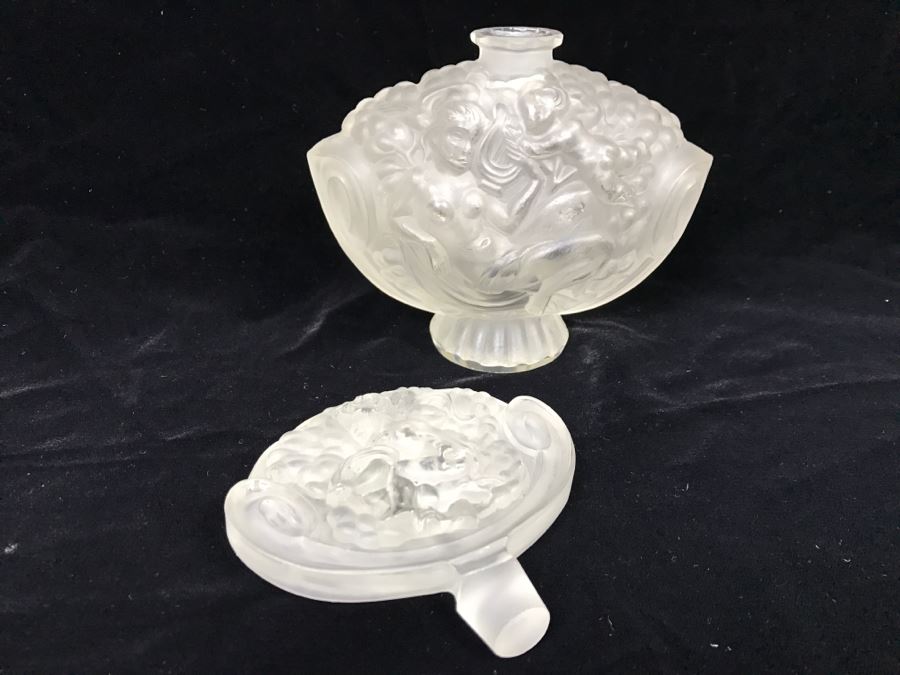 R. LALIQUE SIGNED ANTIQUE Frosted Glass Paris France # 77 Perfume Bottle Stunning [Photo 20]