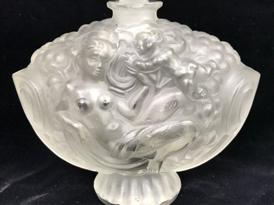 R. LALIQUE SIGNED ANTIQUE Frosted Glass Paris France # 77 Perfume Bottle Stunning [Photo 7]