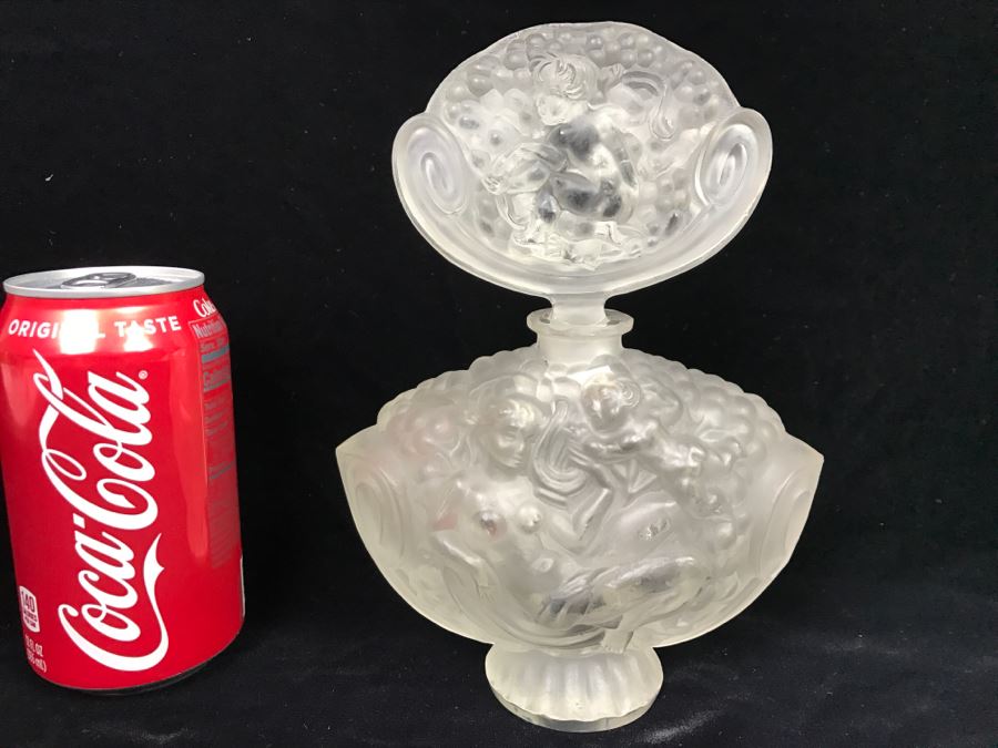 R. LALIQUE SIGNED ANTIQUE Frosted Glass Paris France # 77 Perfume Bottle Stunning [Photo 1]