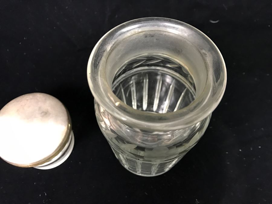 Large Vintage Cut Glass Bottle With Sterling Silver Stopper [Photo 10]