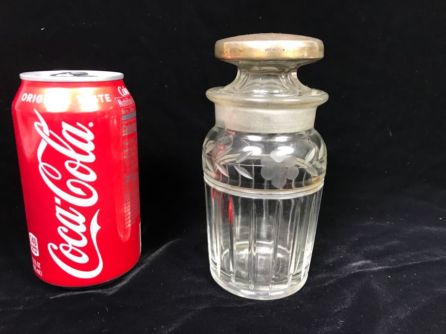 Large Vintage Cut Glass Bottle With Sterling Silver Stopper [Photo 3]