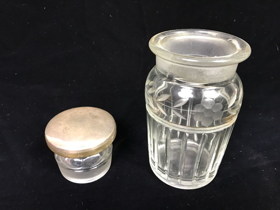 Large Vintage Cut Glass Bottle With Sterling Silver Stopper [Photo 9]