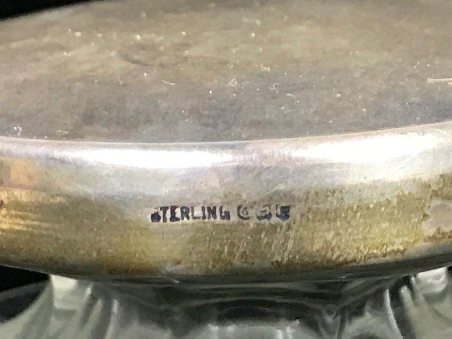 Large Vintage Cut Glass Bottle With Sterling Silver Stopper [Photo 2]