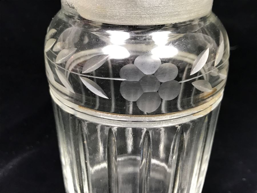 Large Vintage Cut Glass Bottle With Sterling Silver Stopper [Photo 8]